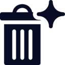 Trash can icon with sparkle effect.